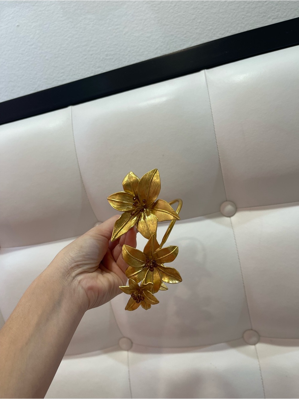 Zara Gold Floral Statement Bracelet